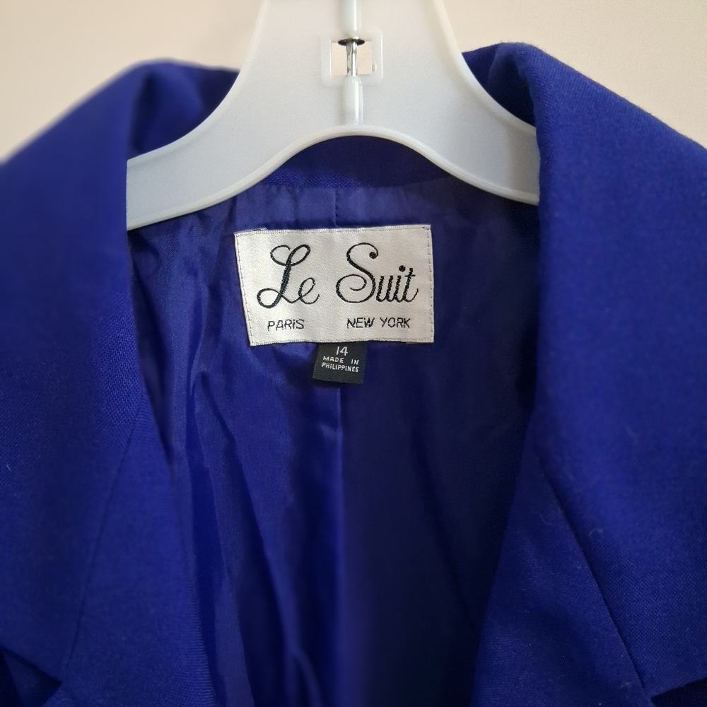 Le Suit Paris Of New York Royal Blue Womens Blazer 14 - Picture 5 of 9